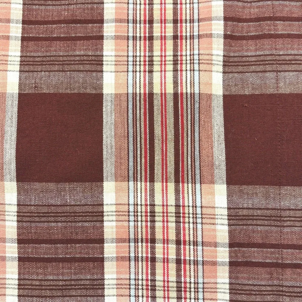 Sur la Table Burgundy Plaid Cotton Table Runner 16x108 India Woven Thanksgiving
